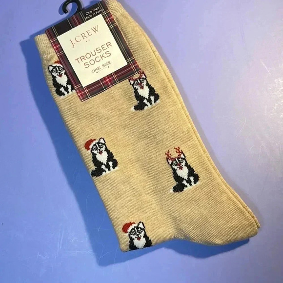 J.Crew Tan Christmas Dog socks - Picture 1 of 6